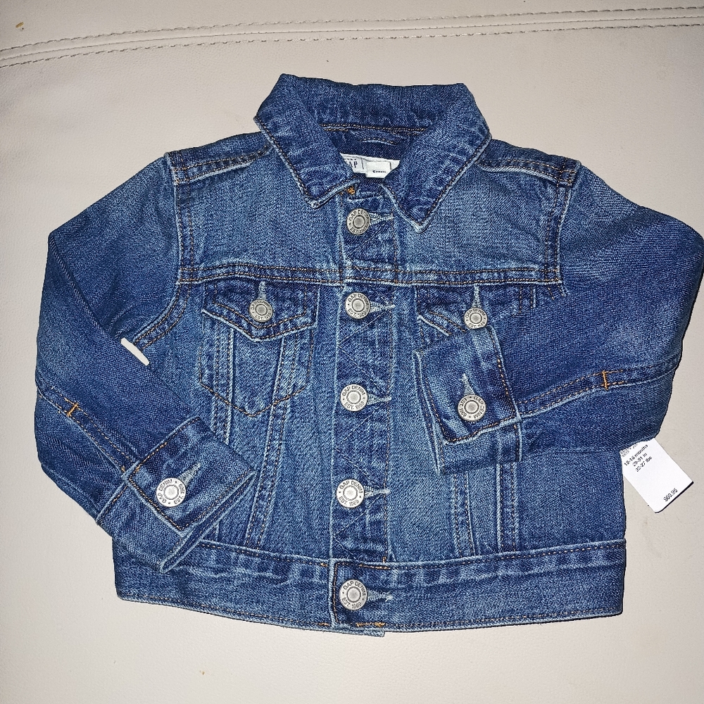 BABY GAP Disney MICKEY MOUSE DENIM JACKET Embroidered Patch sz 12-18 Mon…